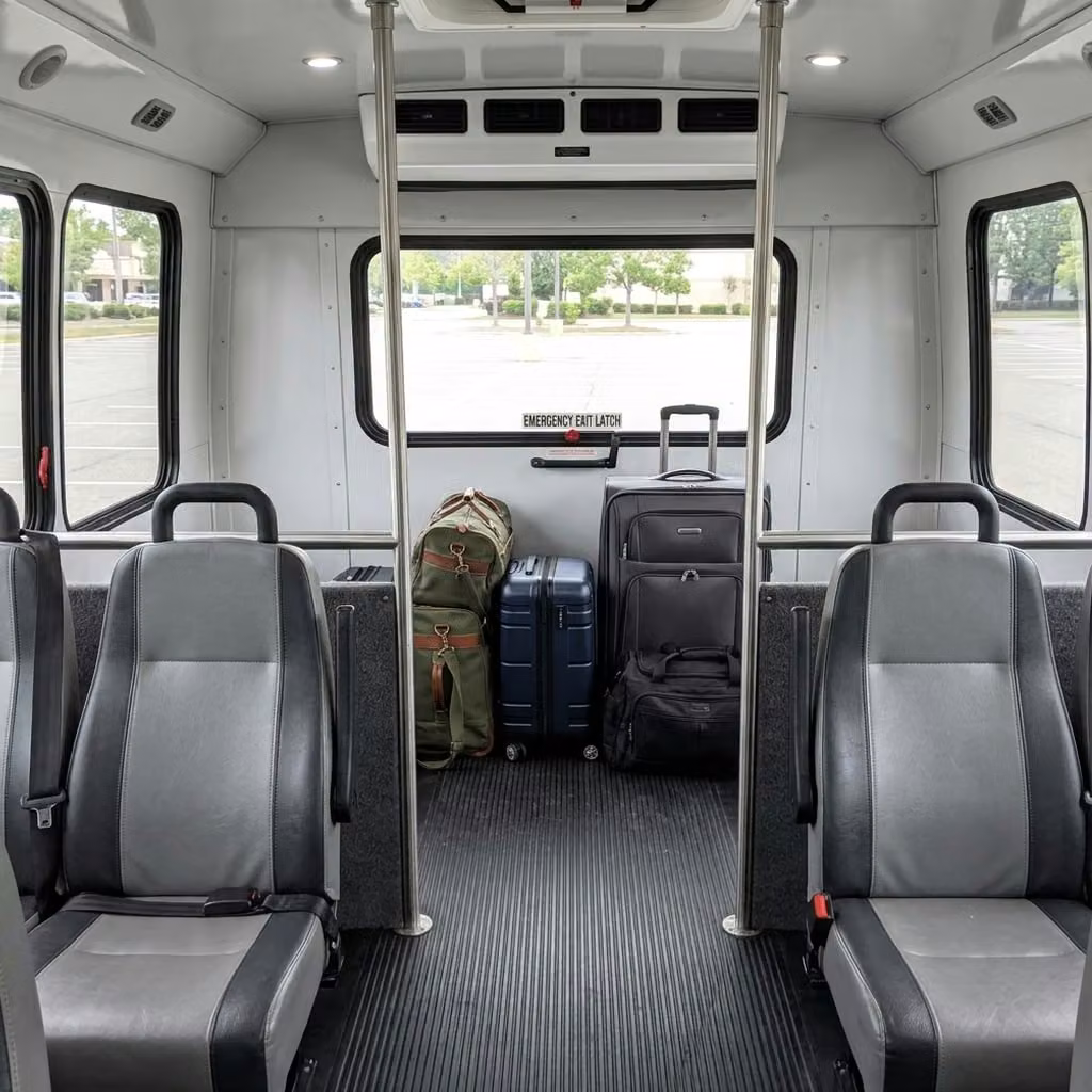 douglasville 28 passenger minibus luggage area