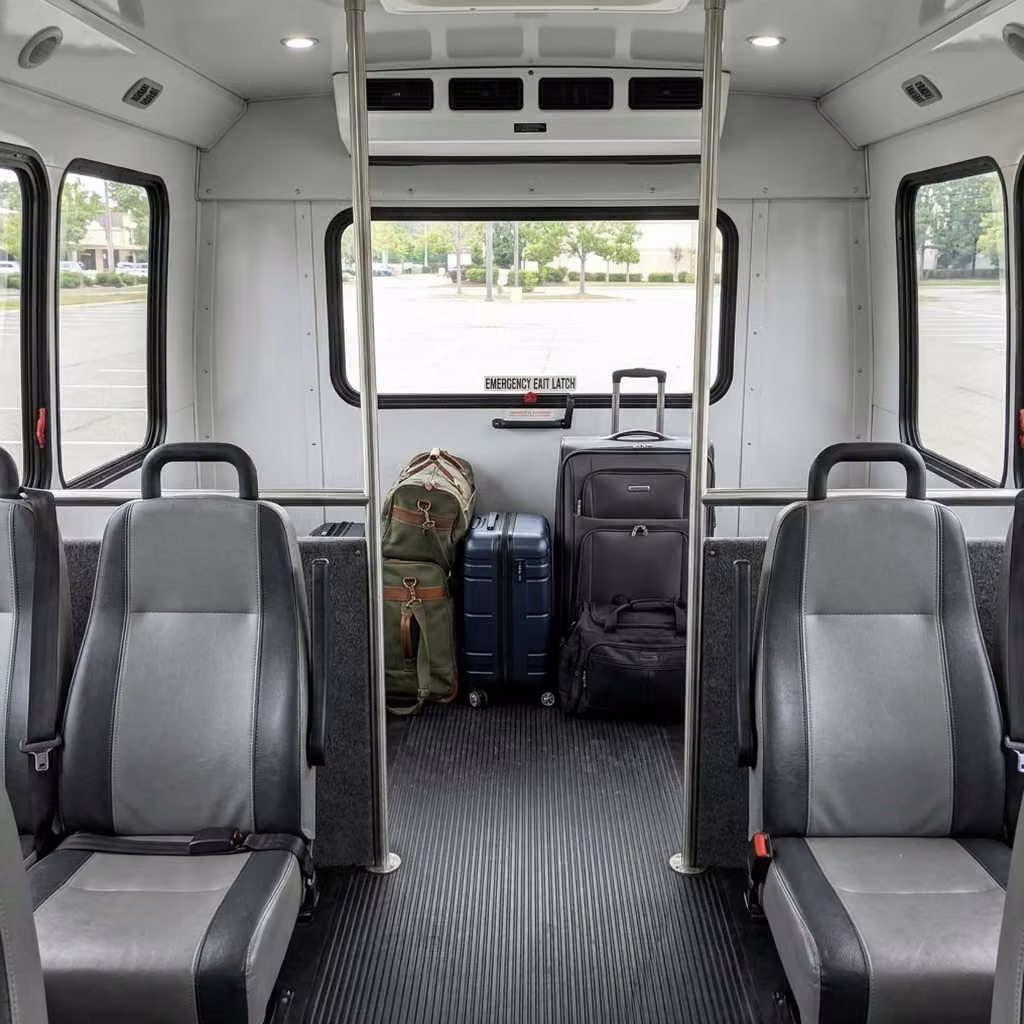 douglasville 30 passenger minibus luggage area