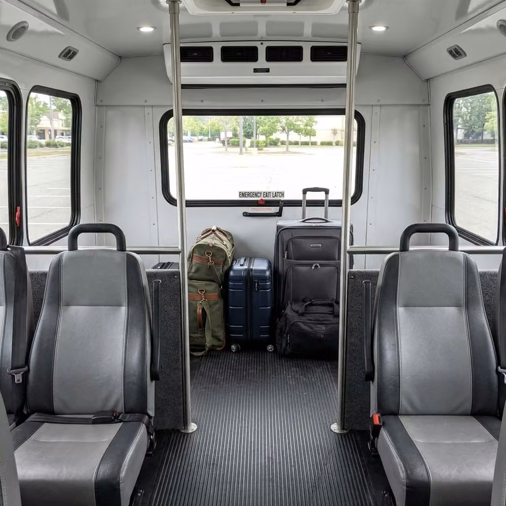 douglasville 35 passenger minibus luggage area