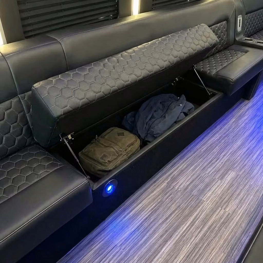 douglasville party bus under seat storage